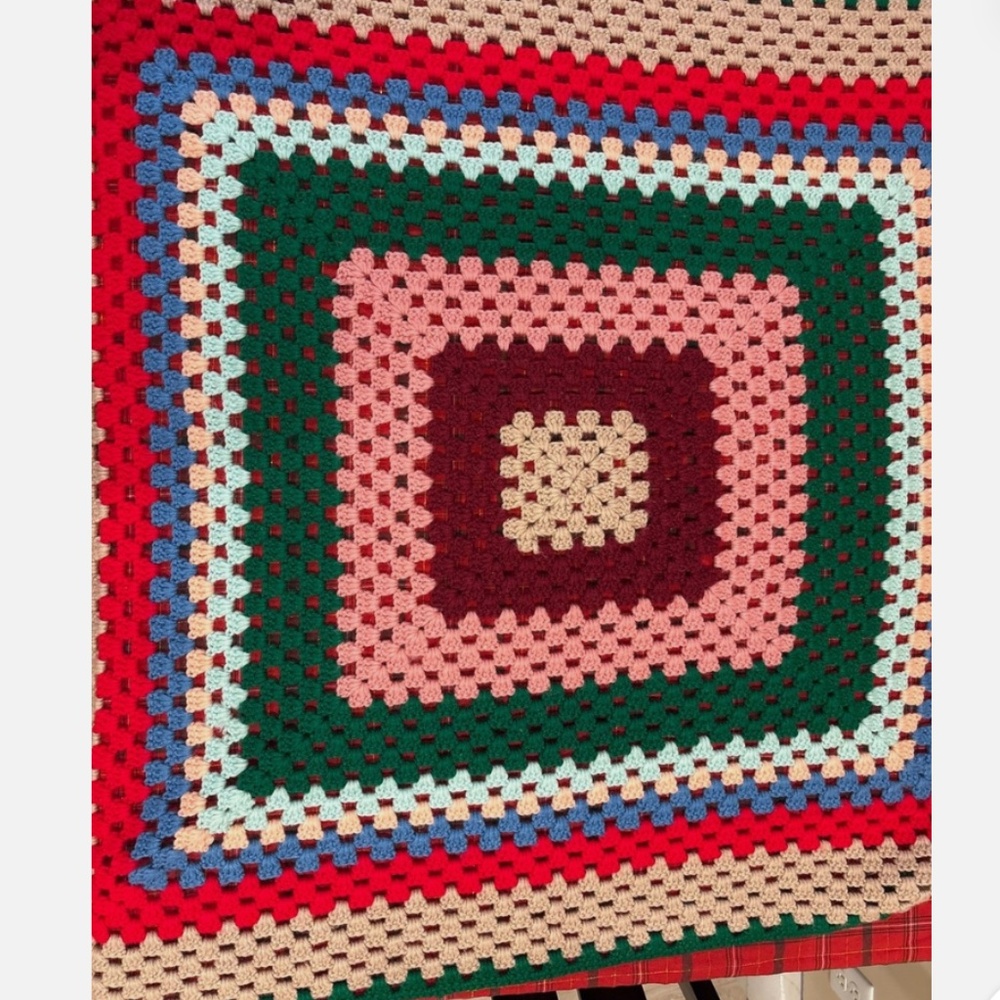 Small square colorful handmade blanket